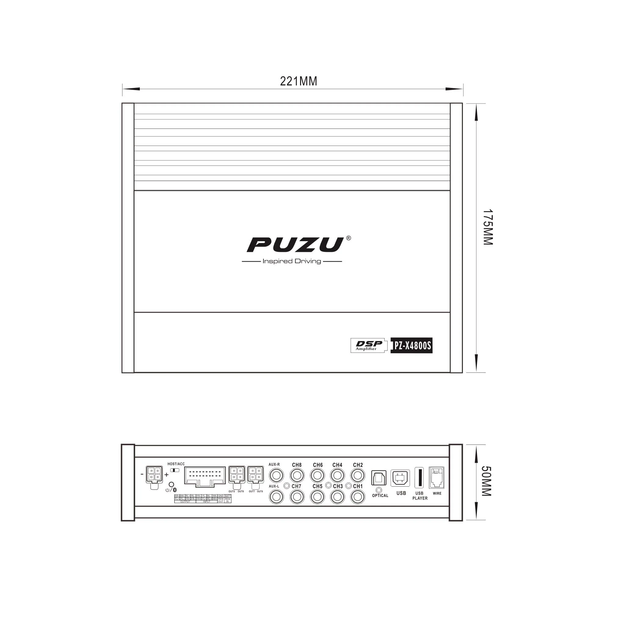 Puzu PZ-X4800S 6コア32bit 8CH電源カーオーディオdspデジタル信号