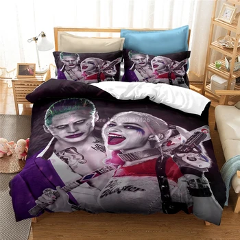 

Home Textile 3d Harley Quinn Duvet Cover Pillowcase Hot Movie Suicide Squad Pattern Bedding Sets Europe/Australia/USA King Size