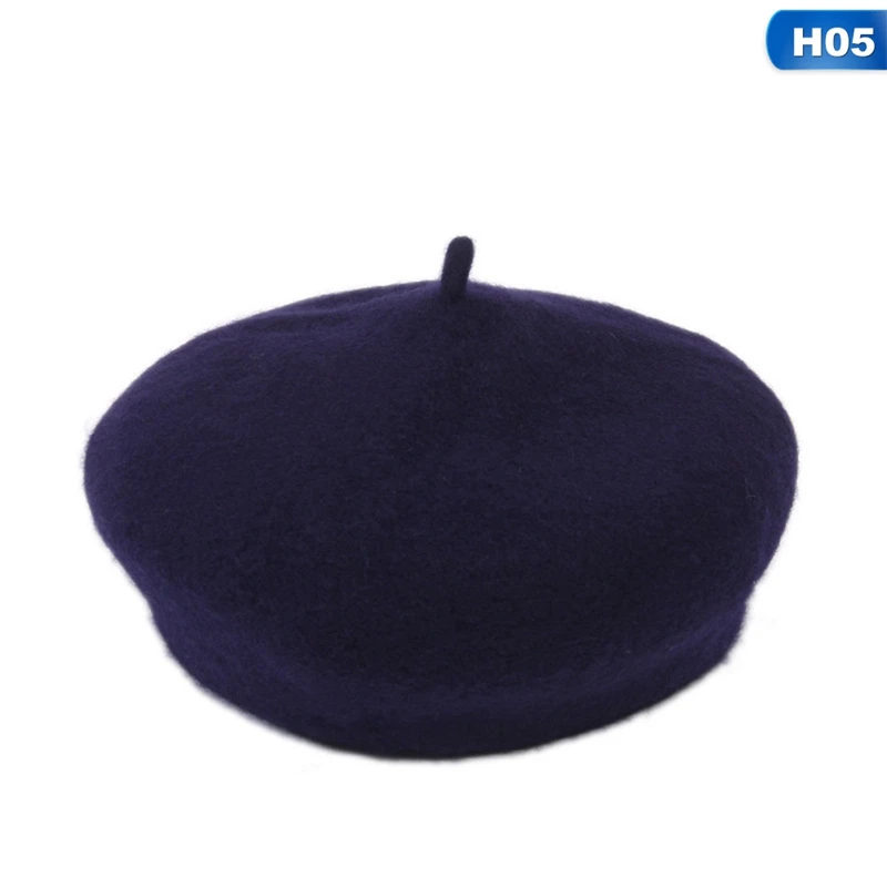 Lady Spring Winter Berets Hat Painter Style Hat Women Wool Vintage Berets Solid Color Caps Female Bonnet Warm Walking Cap