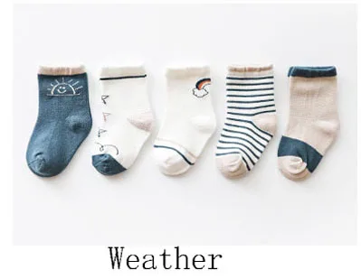 Weather 5 пара/лот; Новинка года; носки для малышей с героями мультфильмов; повседневные хлопковые носки для маленьких мальчиков и девочек - Цвет: Weather