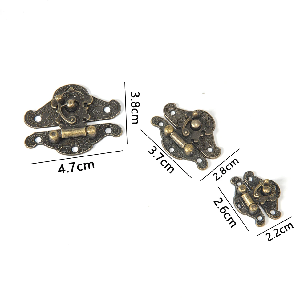 Antique Bronze Hasp Latch Jewelry Wooden Box Lock Mini Cabinet Buckle Case Locks Decorative Handle 3 Size Clasp Lock 4pcs