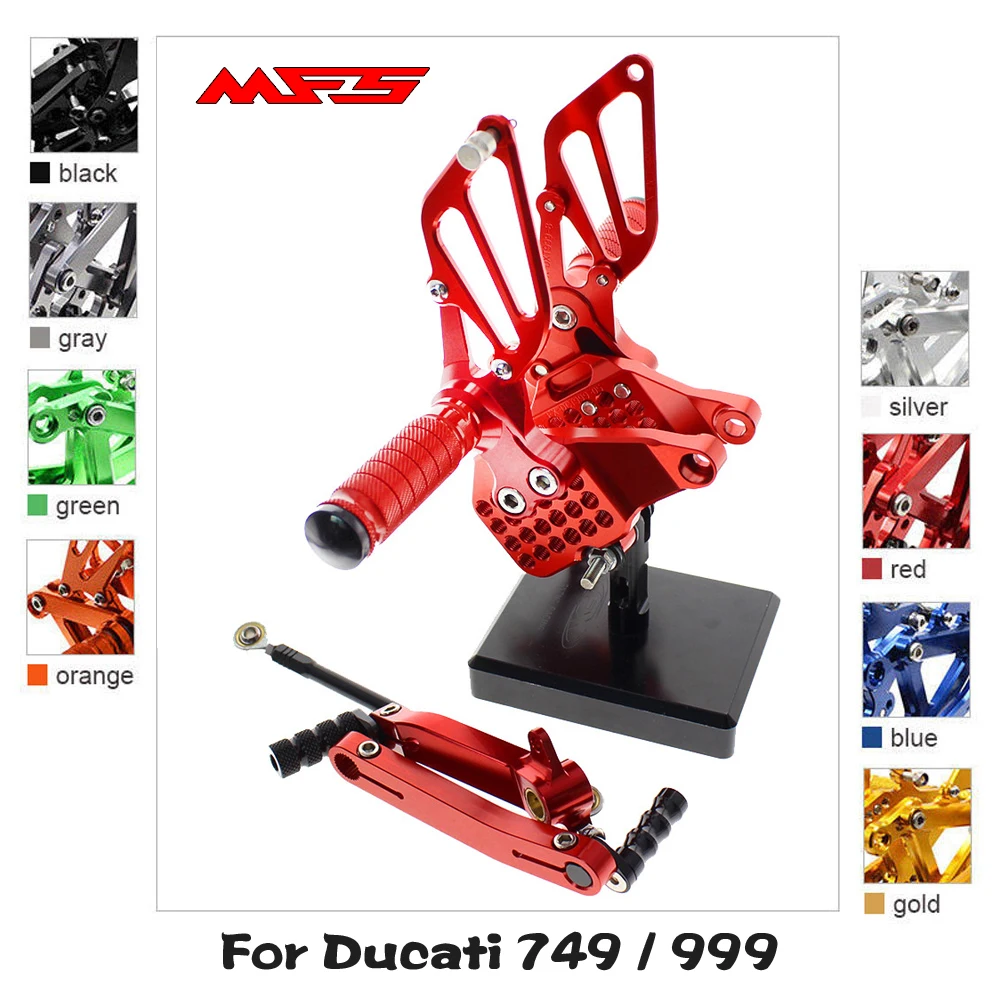 MFS мотоцикл Rearset CNC Регулируемые подножки аксессуары для Ducati 749 999 черные