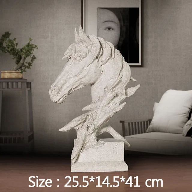 Home Decor Horse Statue Antique Horse Head Sculpture Living Room Display Figurines Handcrafts
