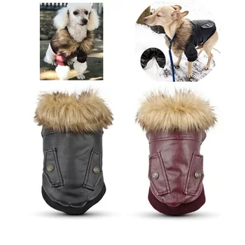 

Leather Dog Coats Waterproof Dog Winter Coat Puppy Jackets for Small to Medium C6UE