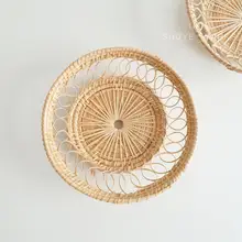 Корзина для фруктов из ротанга, поднос ручной работы для завтрака, хлеба, маленькая корзина для фруктов, корзина для хранения домашней гостиной, реквизит для фотосъемки Корзина для фруктов из ротанга, поднос ручной работы для завтрака, хлеба, маленькая корзина для фруктов, корзина для хранения домашней гостиной, реквизит для фотосъемки