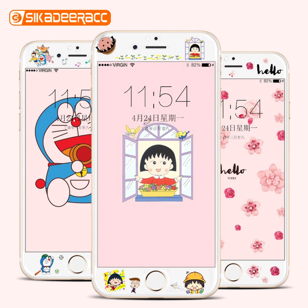 Милый мультяшный протектор экрана из закаленного стекла для iPhone 6 7 8 6s Plus Hello Kitty
