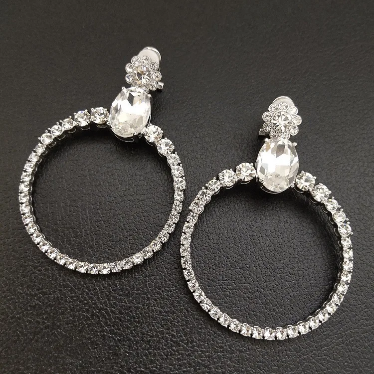 

Fashion big exaggerated fashion Flash geometric round personality flower pierced earrings