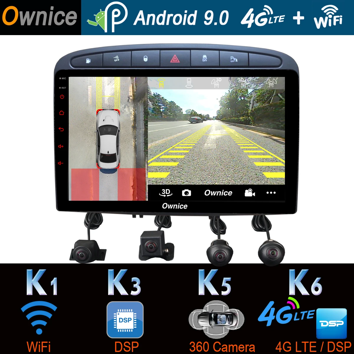 360 ° панорамный Android 9 0 8Core 4G + 64G Автомобильный мультимедийный плеер CarPlay Auto DSP SPDIF GPS