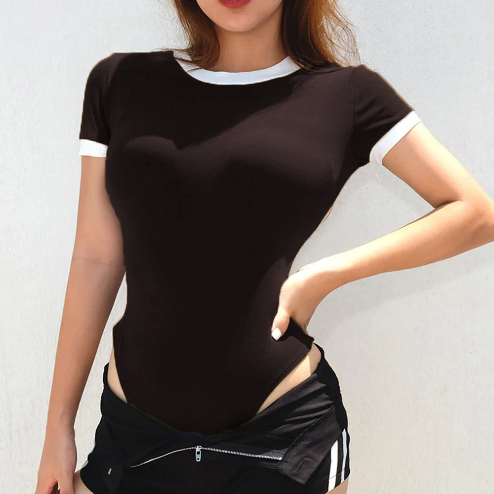 Fitness Casual Short Jumpsuit Women Tops Streetwear Gothic Black Blue Tshirt Rompers Sleeve Overalls Summer Bodysuit 2020 |