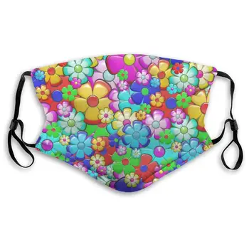 

Cute Cartoon Flowers Washable Reusable Mask, Anti Dust Half Face Mouth Mask For Kids Teens Men Women With Adjustable Ear Loops