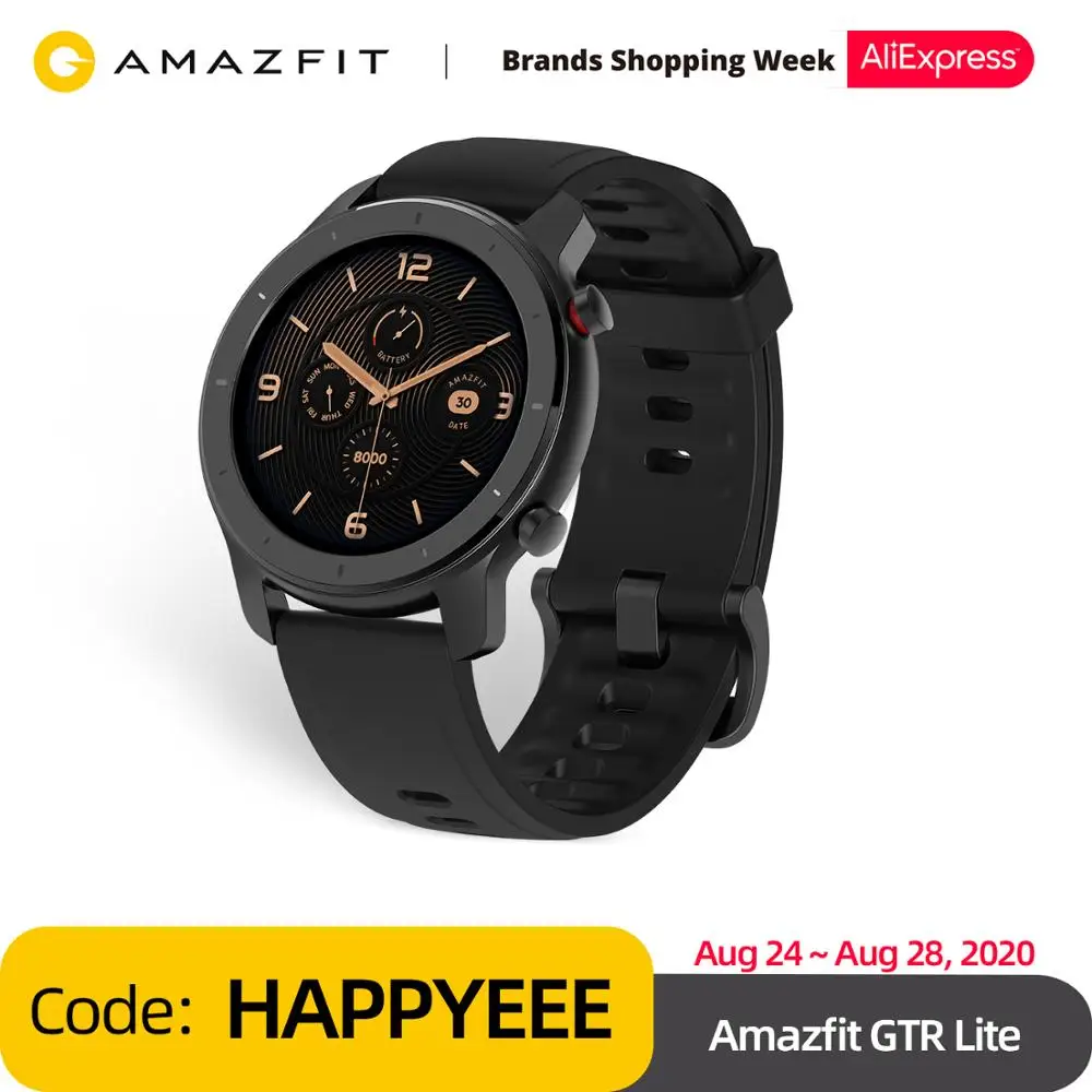  Global Amazfit GTR, 47 мм, Lite, 24 дня, батарея, умные часы, водонепроницаемые, умные часы для Android ios phone, 8 видов спорта 