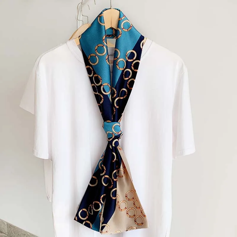 140cm*14cm silk scarf women Ladies thin narrow long Spring autumn fashion versatile decorative professional | Аксессуары для