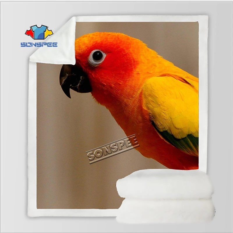 The new Animal Bird Travel Youth Bedding parrot patterned stuffed blanket bedspread for boy girl travel blanket sofa quilt - Цвет: 2