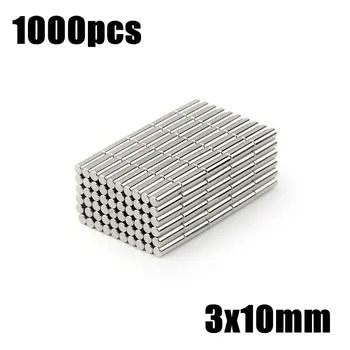 

1000pcs 3x10mm Super Powerful Strong Bulk Small Round NdFeB Neodymium Disc Magnets Dia 3mm x 10mm N35 Rare Earth NdFeB Magnet