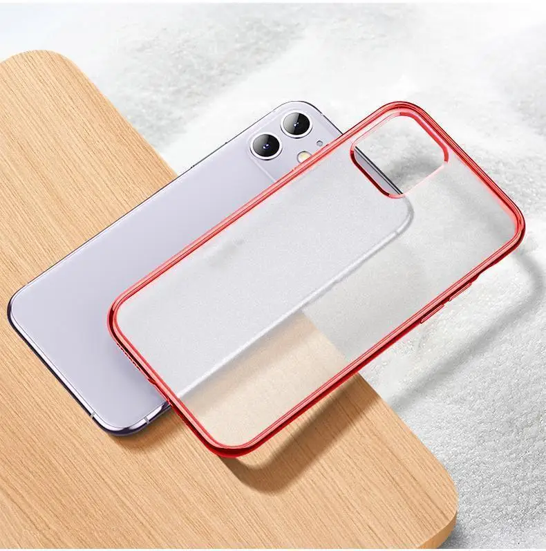Чехол для телефона iPhone 11 Pro Max X XS Max XR, мягкий силиконовый чехол для iPhone 7 8 6 6S Plus, матовый гальванический прозрачный чехол - Цвет: red