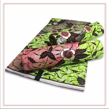 

Nigerian Satin African Wax Fabrics Golden Cotton Print Rapper Batik Ankara Best Quality Original Material Green And Red