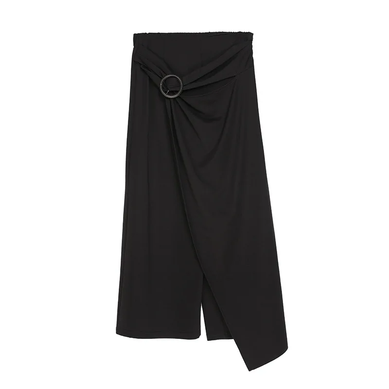 Ladies Wide Leg Trouser Skirt Summer New Style Personality Stitching Asymmetrical False Two Pieces Of Leisure Large Pants