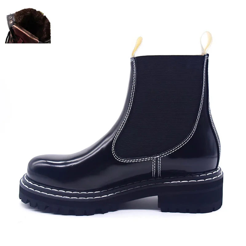 Buonoscarpe/Новинка года; модные стильные женские Ботильоны на каблуке; модные кожаные ботинки для офиса; уличная зимняя обувь; Sapatos femininos - Цвет: black Long velvet