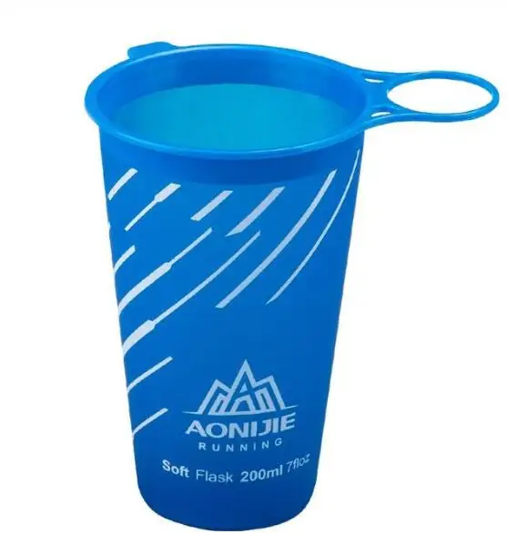 AONIJIE Беговая спортивная мягкая бутылка для воды, складная термополиуретановая мягкая колба для воды с длинными соломенными пузырьками, сумка 350/600 мл - Цвет: 200ml blue