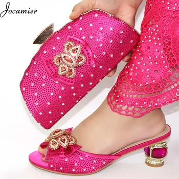 

High Quality Shoes and Bags To Match Nice Women Shoes African Wedding Shoes and Bag Set Decorated with Rhinestone Party Shoe T20