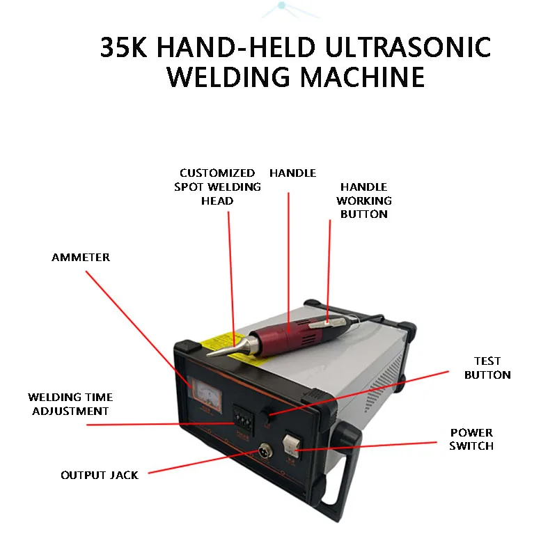35kHz Plastic Hand-held Ultrasonic Spot Welder High Power Hand-held Ultrasonic Spot Welder Riveting Spot Welding Cloth Cutting