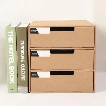 

1pc Paper Desktop Storage Box File Cabinet Desk File File Storage Drawers Box Multi-layer Finishing Storage Standing Box R6Q6