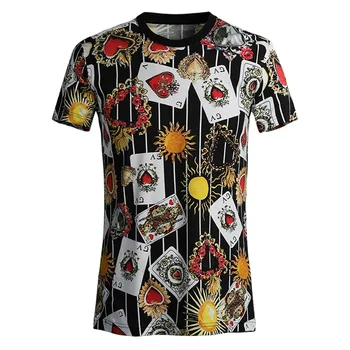 

Royal Wind Playing Cards Street Men's Wear Short Sleeve T Shirt Male Brand Men's Wear Men's T Shirt Clothing