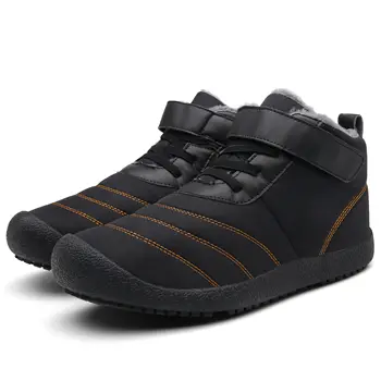 

2019 Winter Cotton Casual Shoes Unisex Men Winter Walking Shoes Warm Short plush High-top Waterproof Rubber Non-slip Men Shoes