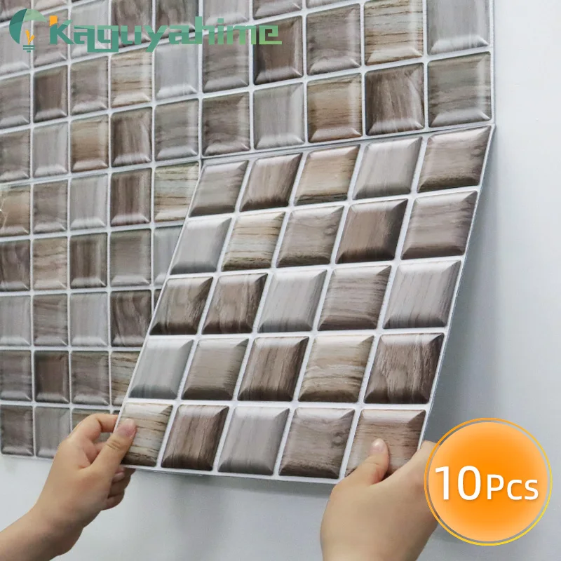 Kaguyahime-papel de pared autoadhesivo 3D, papel tapiz con patrón de piedra DIY, 30x30, Panel de pared resistente al agua, pegatinas de decoración de pared para el hogar, 10 Uds.