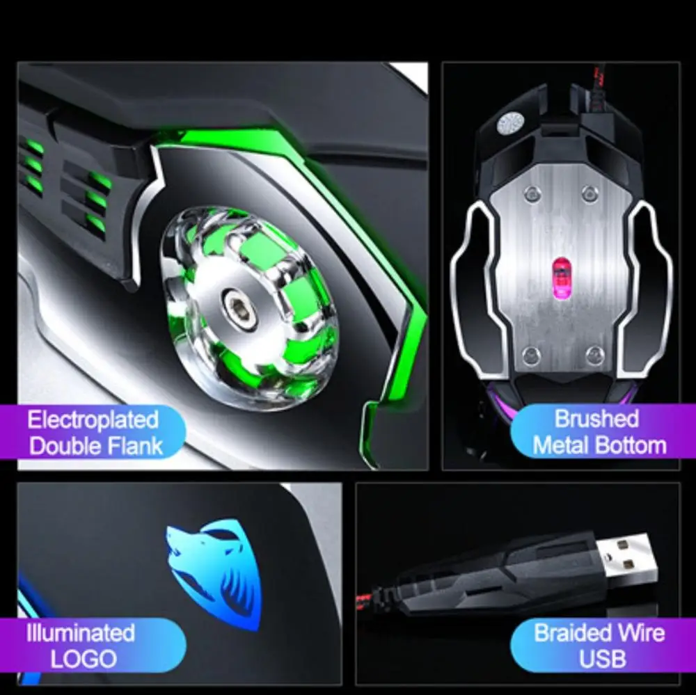 Ergonomic Wired Gaming Mouse 5500 DPI USB LED Mouse professional Gamer Mice Silent Backlight Mause For PC Laptop