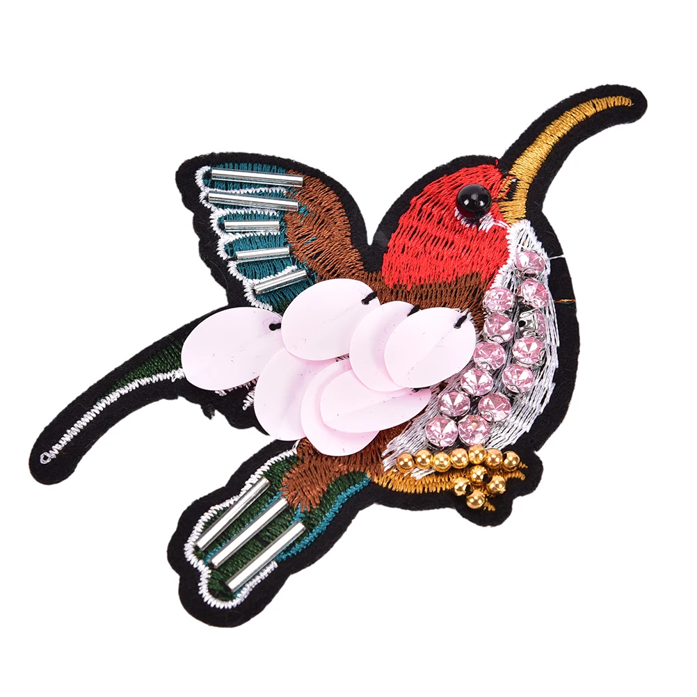 1pcs Beading Sequins Applique Sequined Bird Patch for Clothes Sewing on Rhinestone Beaded Applique for Jackets Jeans Bags Shoes