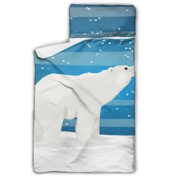 

White Bear And Cub Bear Through The Snow Nap Mat with Pillow for Toddler Boys and Girls Ideal for Daycare and Preschool