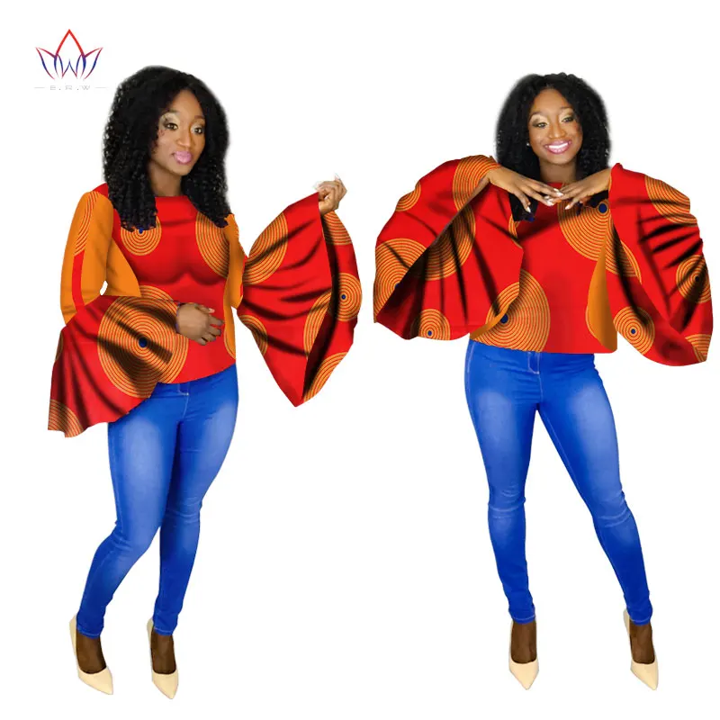 22 Летние любимый распродажа Африканский женщин Костюмы 6xl Dashikis другие пикантные Клубные Топы корректирующие О-образным вырезом плюс размер хлопка ни печати WY1505 - Цвет: 22