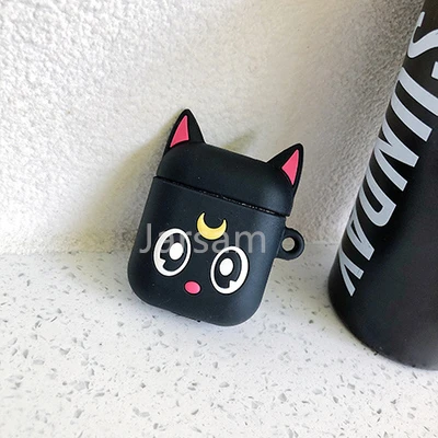 Blackcat Милый мультяшный беспроводной Чехол для наушников для Apple AirPods 2 Силиконовый чехол для зарядки наушников Защитный чехол для AirPods - Цвет: Blackcat
