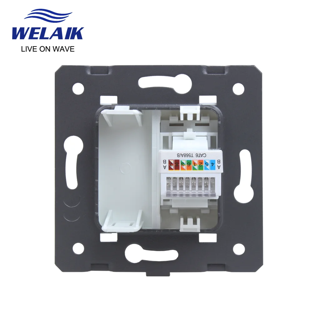 Electrical Power Socket Electrical Sockets WELAIK EU Standard Internet RJ45 CAT6 Computer Wall Socket Parts