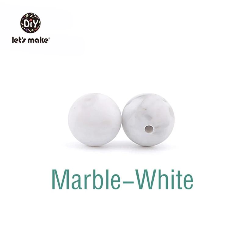 Marble-White Детские Прорезыватели для зубов, силиконовые бусины, 20 шт, 12 мм, круглые силиконовые детские Прорезыватели для зубов, пищевое качество, силикон для жевания, Детские Прорезыватели для зубов - Цвет: Marble-White