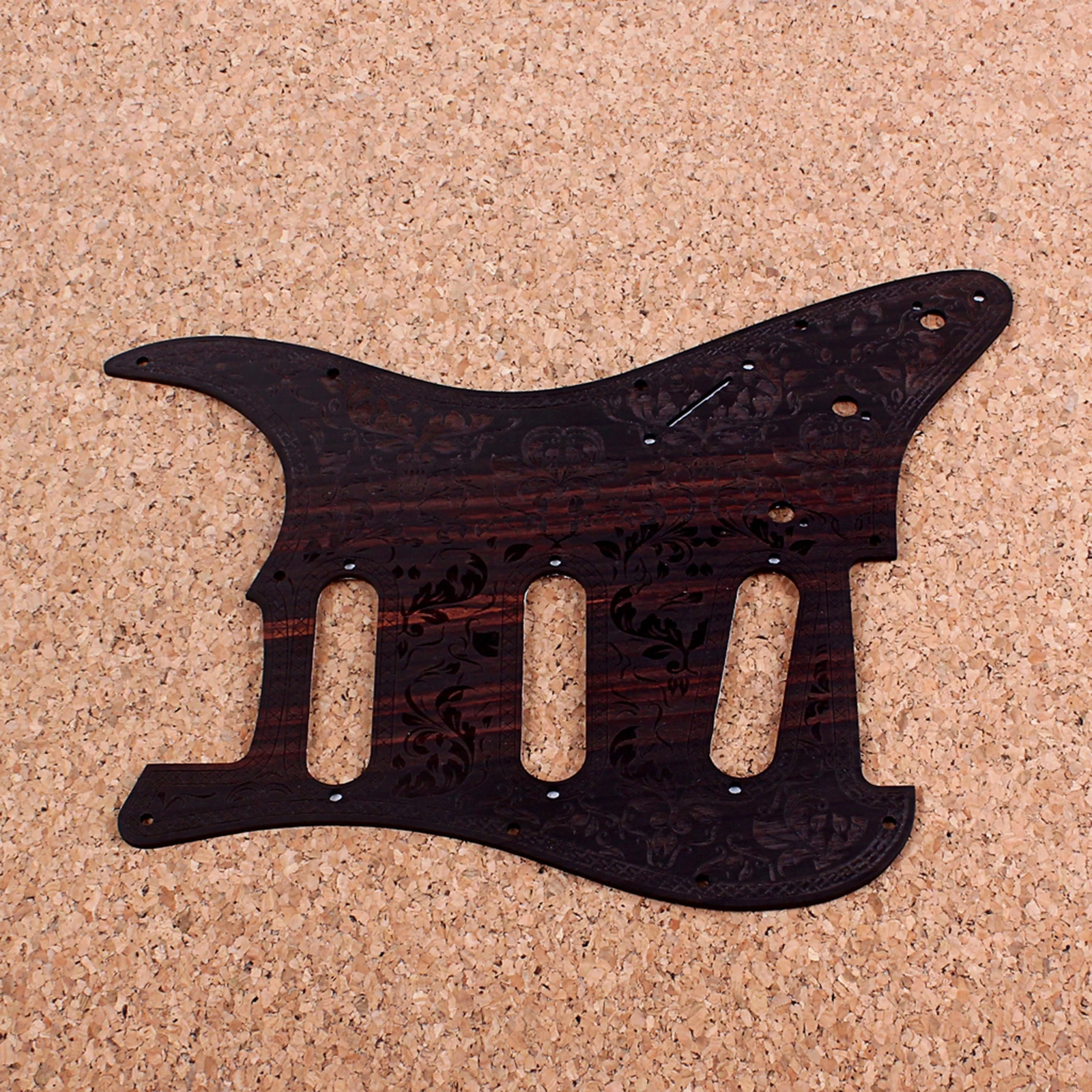 Vintage Carved SSS Guitar Scratch Plate for ST Music Instruments Accs Brown, Made of Quailty Rosewood Material