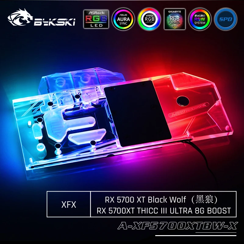 Bykski полное покрытие графическая карта водяного охлаждения блок RGB /RBW для XFX Rx 5700 XT