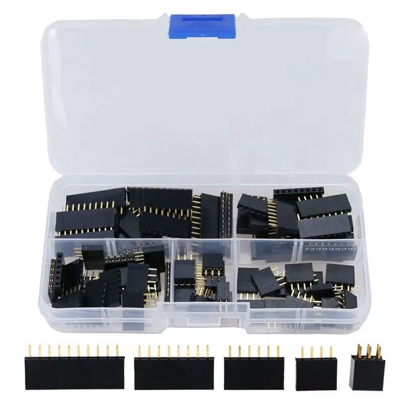 

90pcs 2.54mm for Arduino Stackable Shield Female Pin Header Assortment Kit (Double Row 3 / 4 / 6 / 8 / 10 Pins )