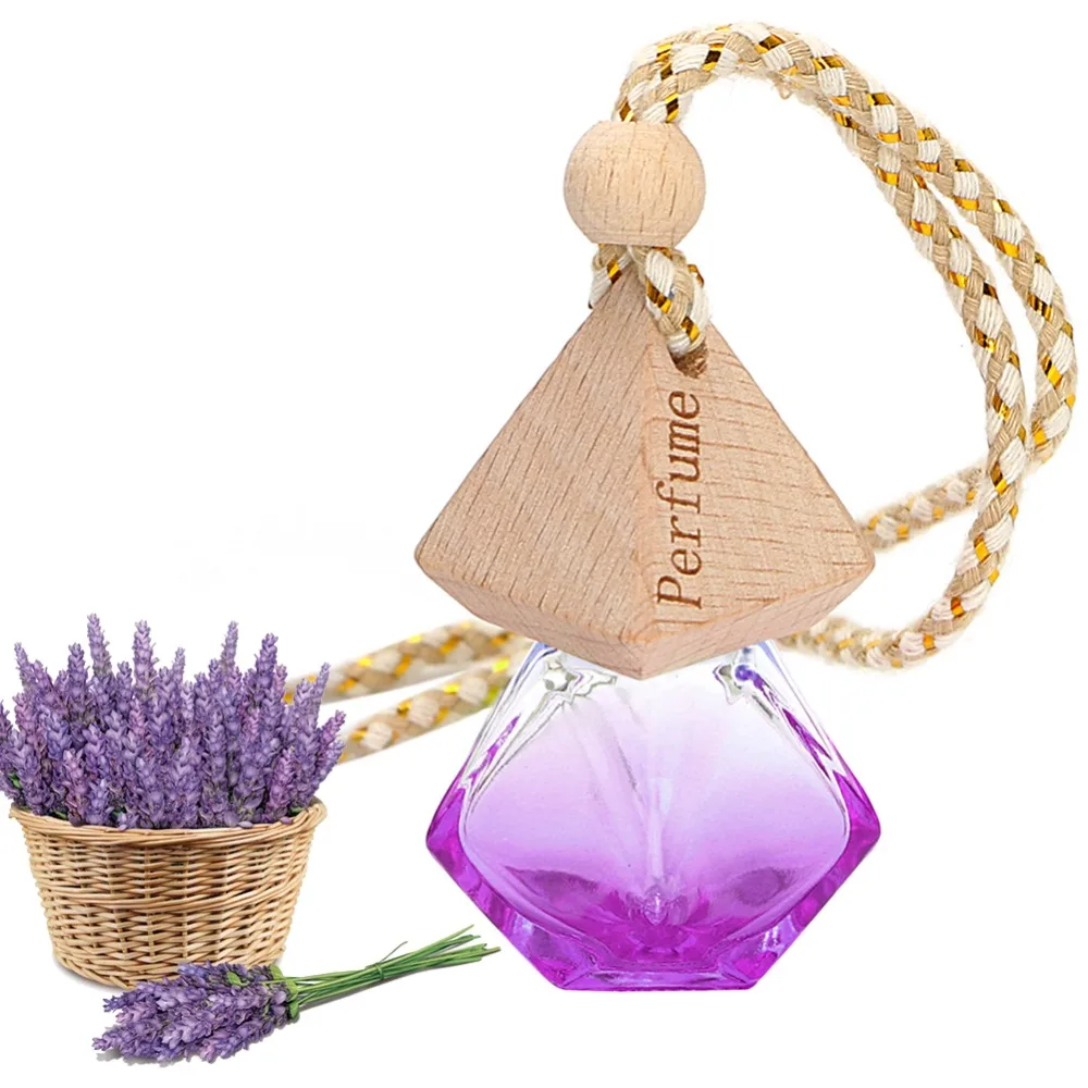 

Car Perfume Car Pendant Empty Glass Bottle Gradient Crystal Car Hanging Perfume Rearview Mirror Ornament Air Freshener