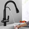 Matte Black Pure Water Kitchen Faucet Dual Handle Hot and Cold Drinking Water Pull Out  Kitchen Mixer Taps ► Photo 3/6