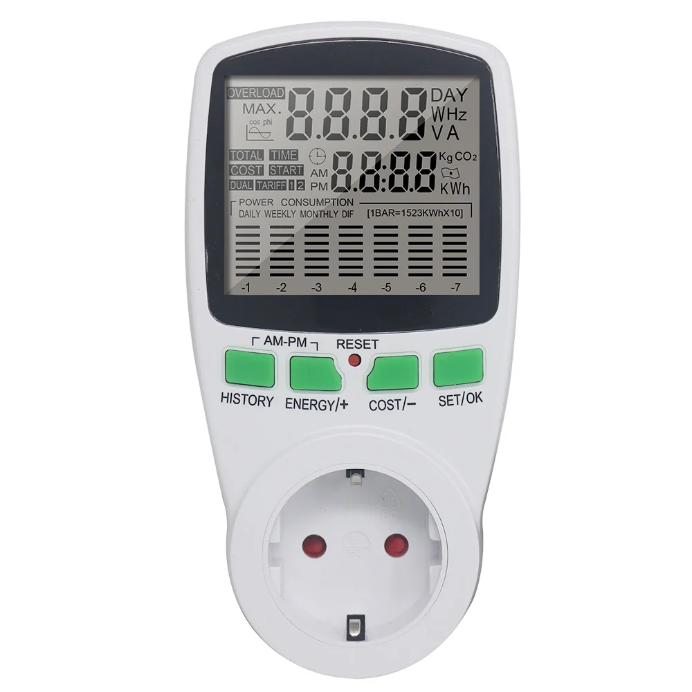 Digital Energy Meter Wattmeter Wattage Electricity Kwh Power Meter EU Power Analyzer Monitor Socket