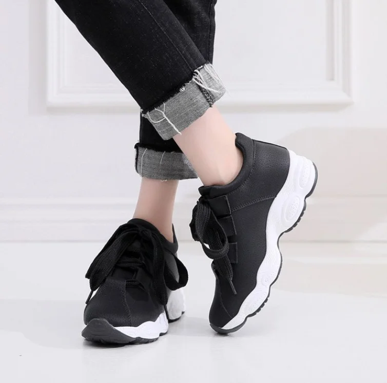 Black single shoes Женские повседневные кроссовки; зимние кроссовки с Плюшевым Мехом; теплая женская обувь на шнуровке; женская обувь - Цвет: Black single shoes