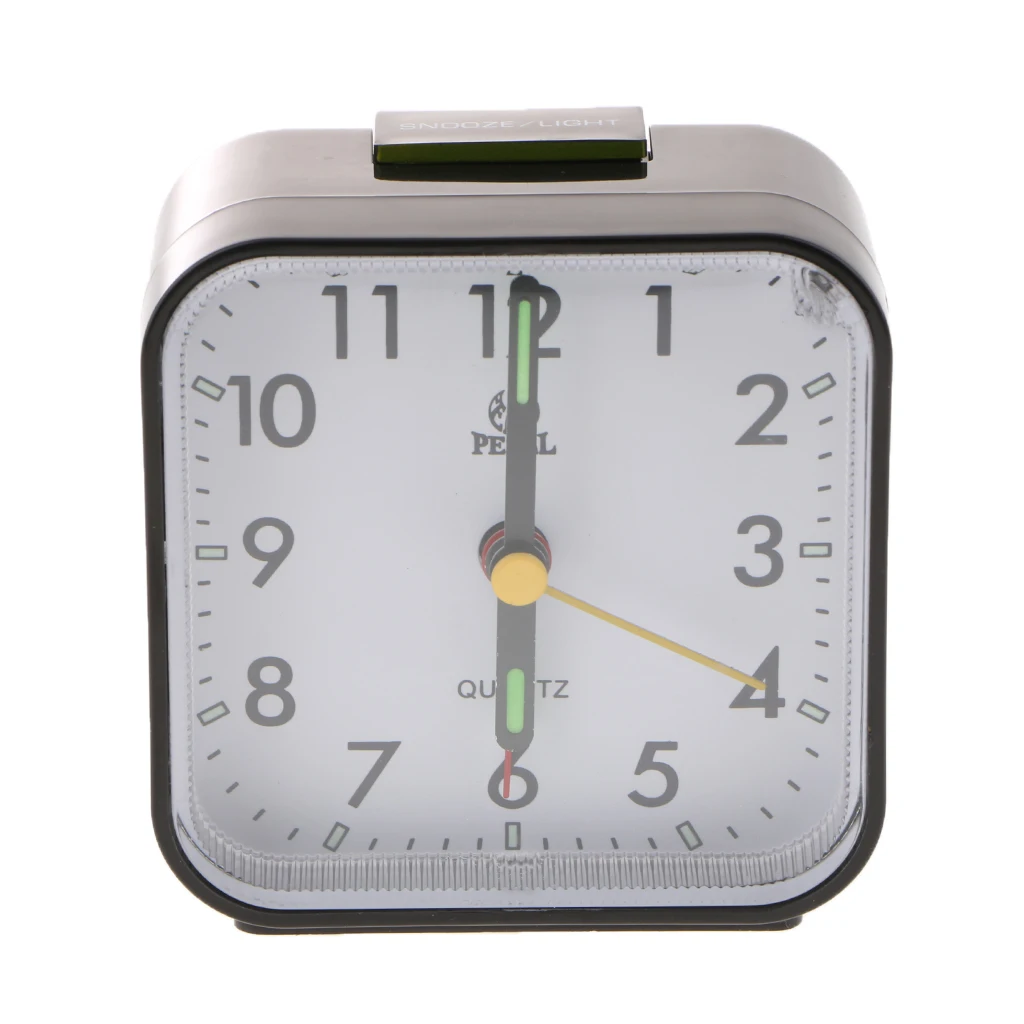 Battery Operated Travel Alarm Clock,Lighted On Demand And Snooze, Analog Desktop Quartz Alarm Clock