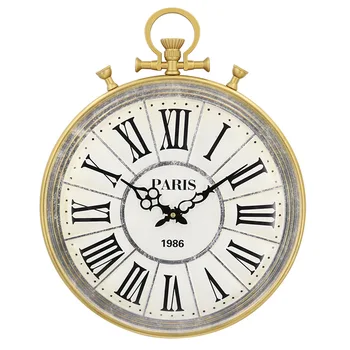 

American Vintage Large Wall Clock Metal Creative Living Room Clocks Wall Watch Home Silent Bedroom Reloj Wall Decoration FZ865