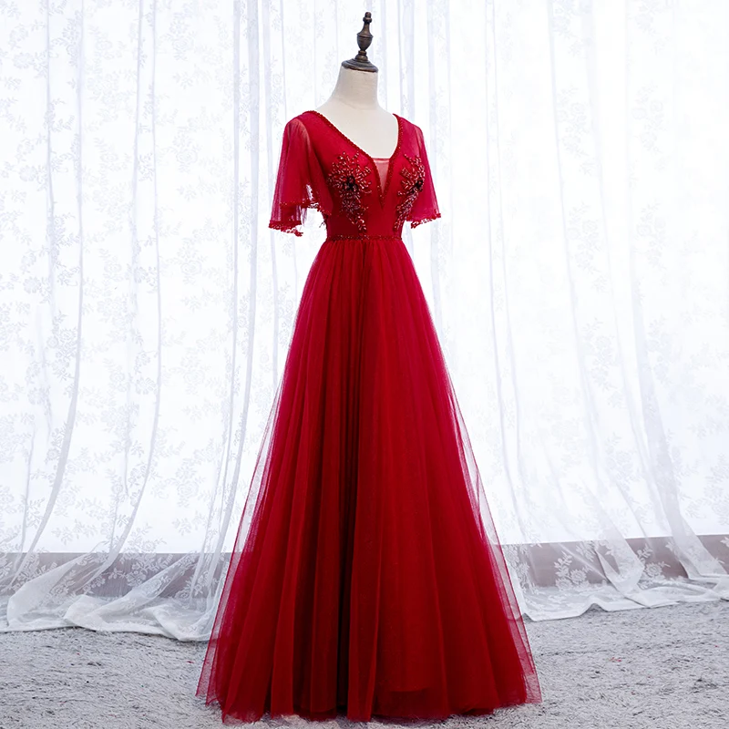 Vestido de festa, Сексуальное Красное длинное платье для выпускного вечера с глубоким вырезом, кружевное платье в пол, платье для выпускного вечера, новая мода, Robe De Soiree