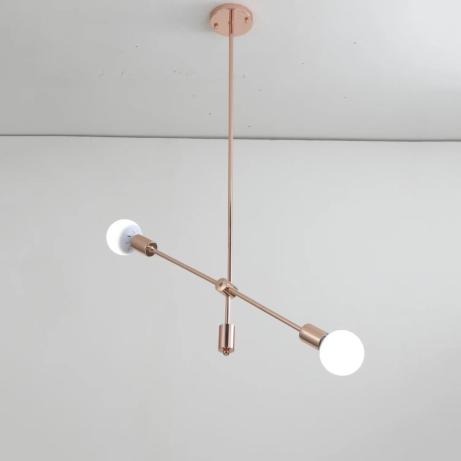 

No Bulb Ceiling Lamp Height Adjust Rose Gold Double Heads Pendant Light Scandinavian kitchen dining bar
