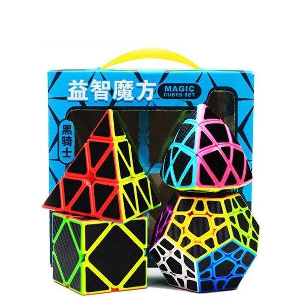 Strange shape Zcube углеродное волокно черный рыцарь набор Подарочная коробка 2x2 3x3 4x4 5x5 Пирамида Megaminx перекоса риса клецки волшебный куб костюм детские игрушки подарок - Цвет: Strange shape