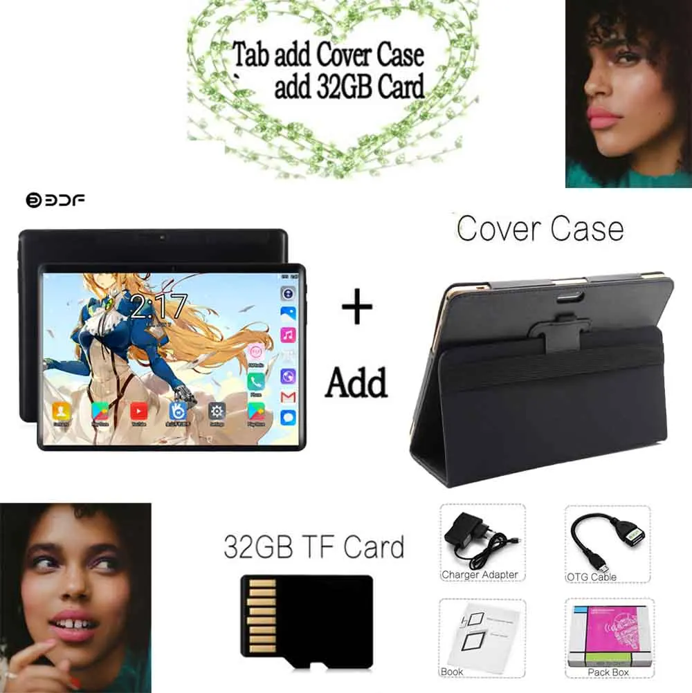 Add Holster 32GB TF BDF планшет, 10 дюймов, 4G, LTE, с функцией звонка, две sim-карты, Android 9,0, планшеты, ПК, 8 ГБ/128 ГБ, Tab 10/Ten Core, 1280*800, ips, ПК, планшет, 10,1 - Комплект: Add Holster 32GB TF