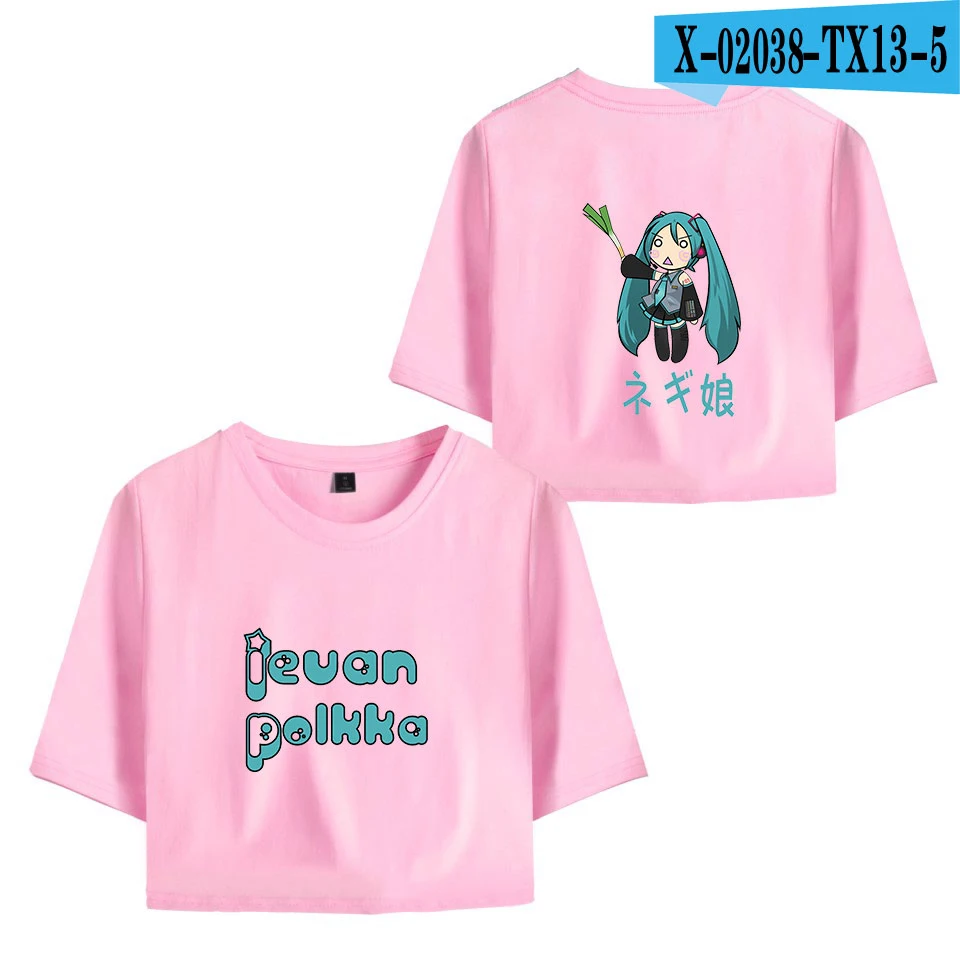 pink Хацунэ Мику принт Midriff-baring футболка женская летняя сексуальная модная Повседневная Популярная Мягкая футболка с короткими рукавами Горячая Распродажа - Цвет: pink